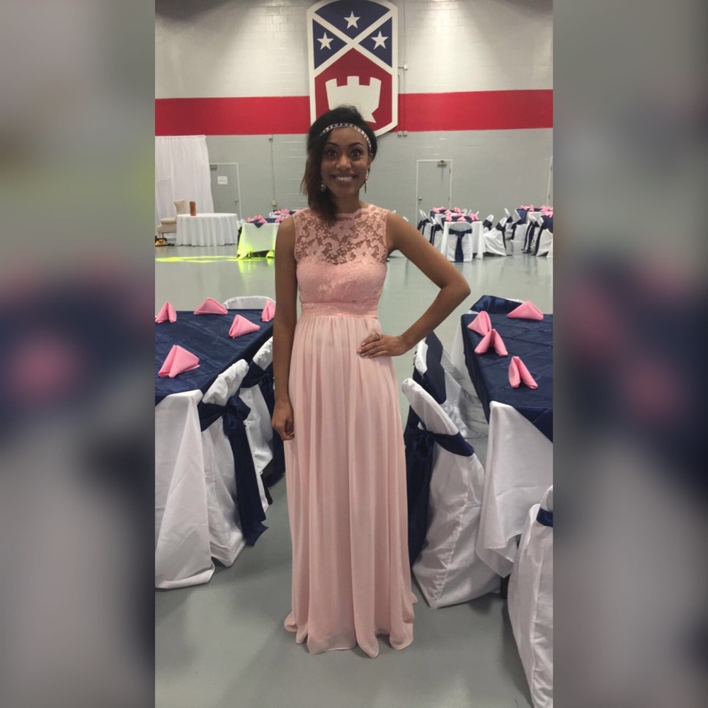 Blush Floor Length Bridesmaid Dress