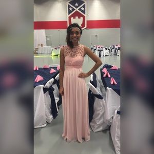Blush Floor Length Bridesmaid Dress
