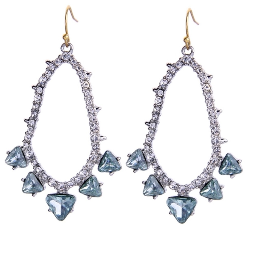 Green crystal pave hoop drops