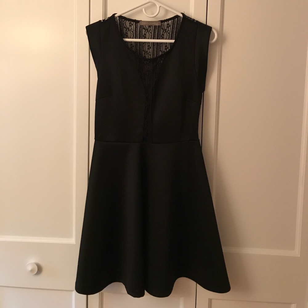 Black A-Line Dress with Lace