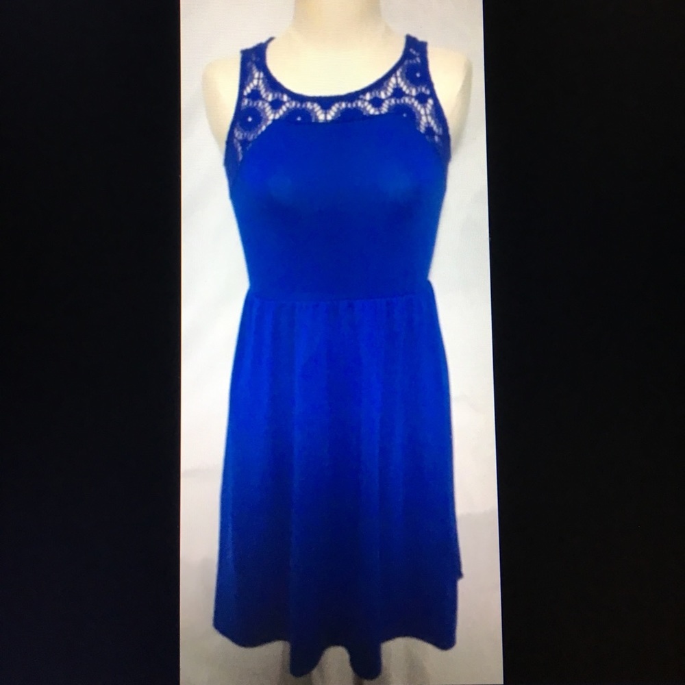 Xhilaration BLUE dress crochet sleeveless medium