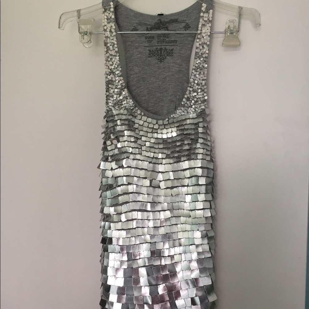 Awake Couture silver Long shirt or dress Sz Large