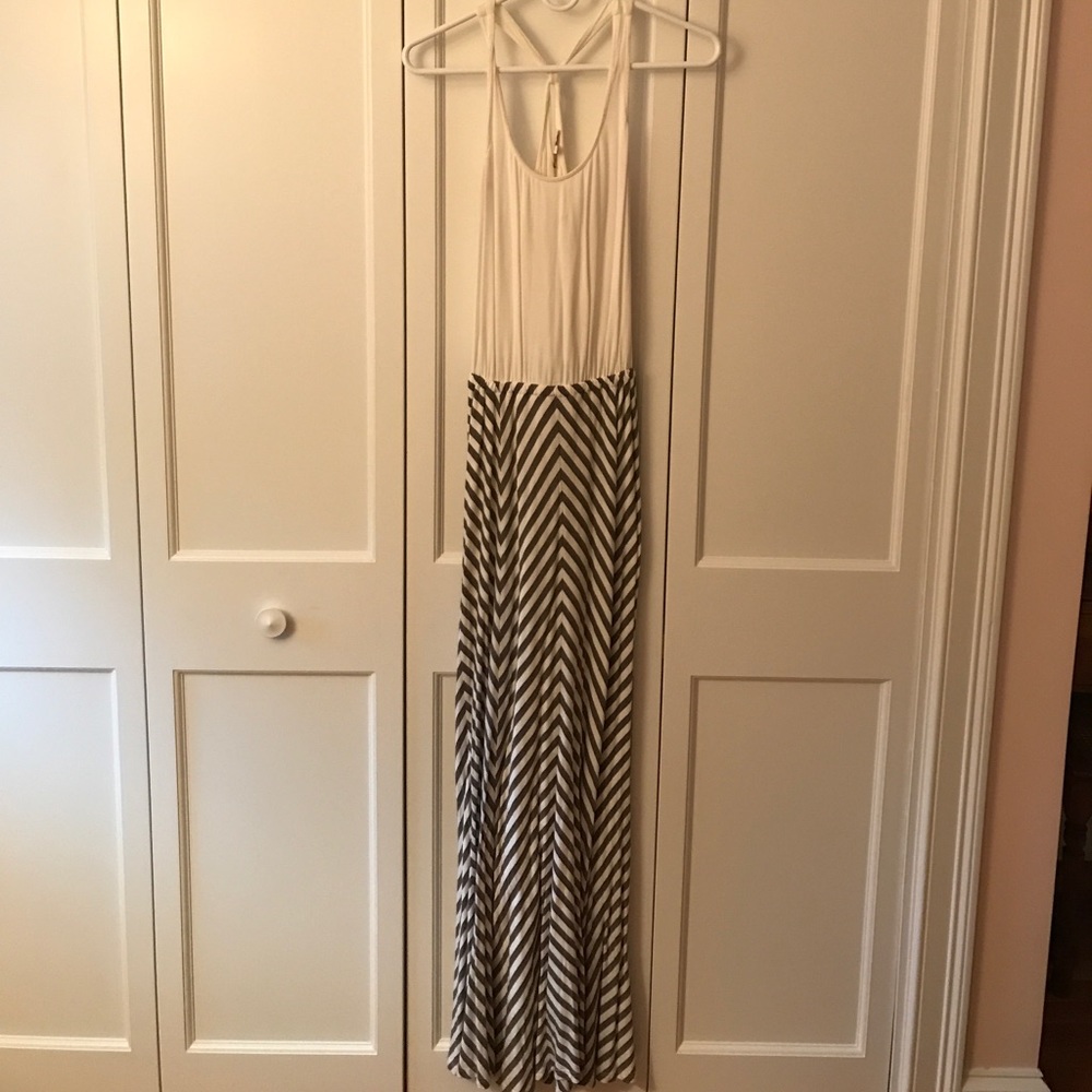 Tan and Cream Maxi Dress