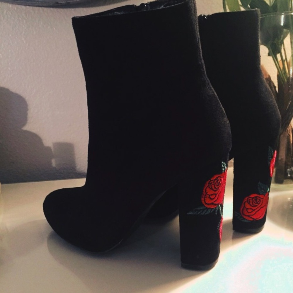 Rose Embroidered Booties