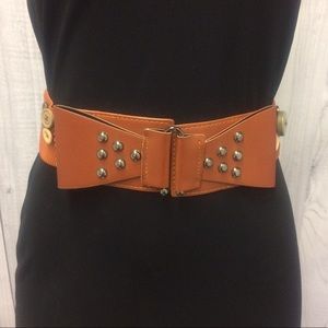 Rust Brown Stretch Belt with button Details