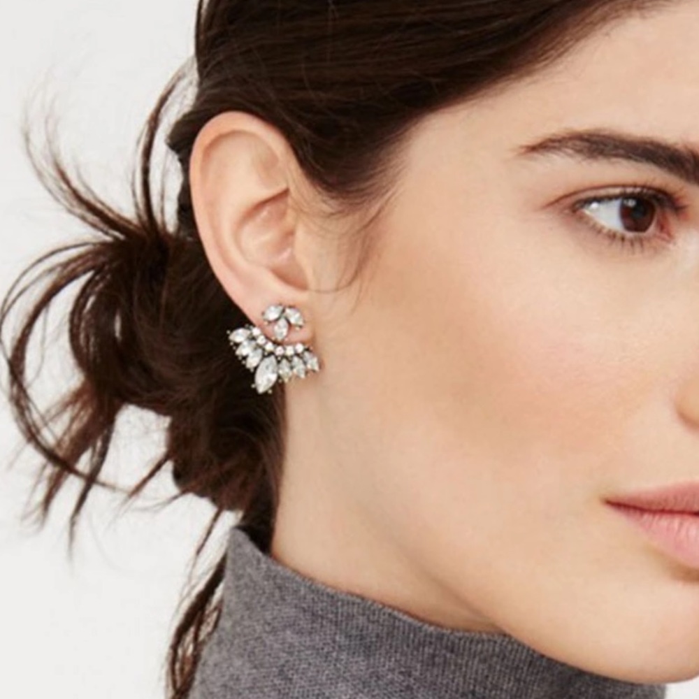 Crystal ear jacket statement earrings