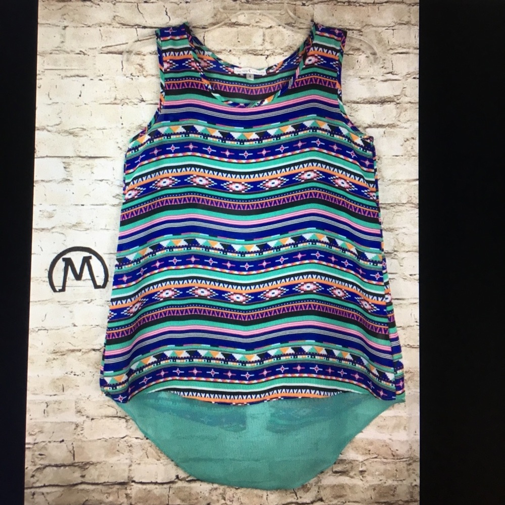 Bohemian boho Moa Moa Small hi lo top sleeveless