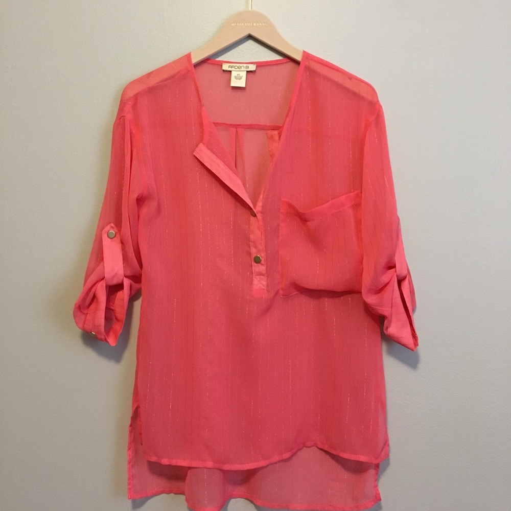 Pink, sheer Arden B blouse