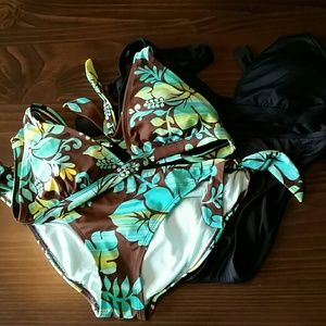 TWO Bikinis - 1 Black, 1 Tropical