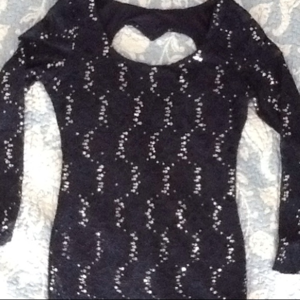 Sequined navy blue cocktail dress