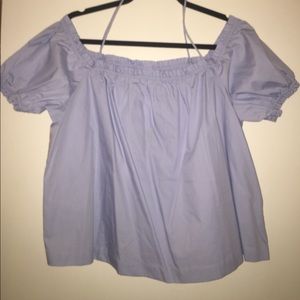 Baby blue off the shoulder blouse
