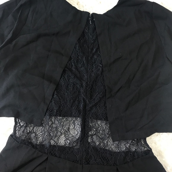 New black peekaboo lace open back romper - Picture 4 of 4