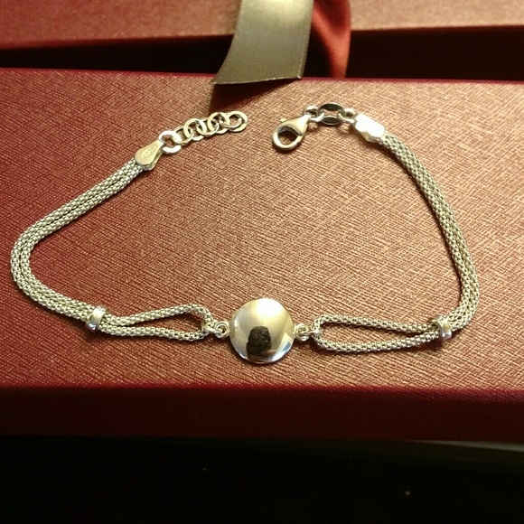 Jewelry - Italian Sterling Silver Bracelet w/Rhodium plating