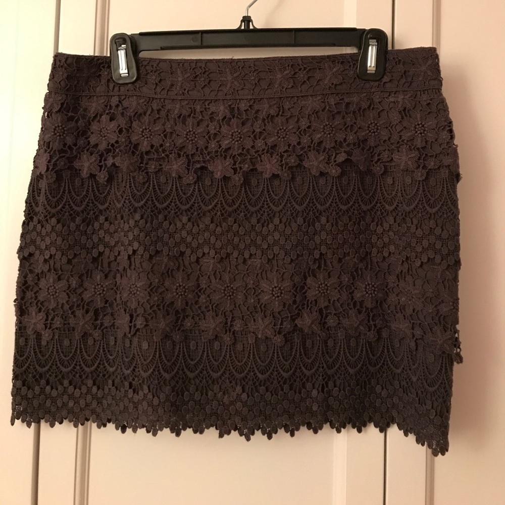 Dark Gray Lace Overlay Skirt