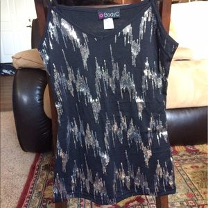 Body C Black and Silver Sequin Top