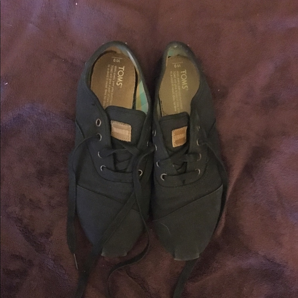 Black lace up Toms
