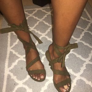 Olive Lace up Sandals