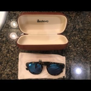 Illesteva Leonard Sunglasses Tortoise w/ Blue Lens