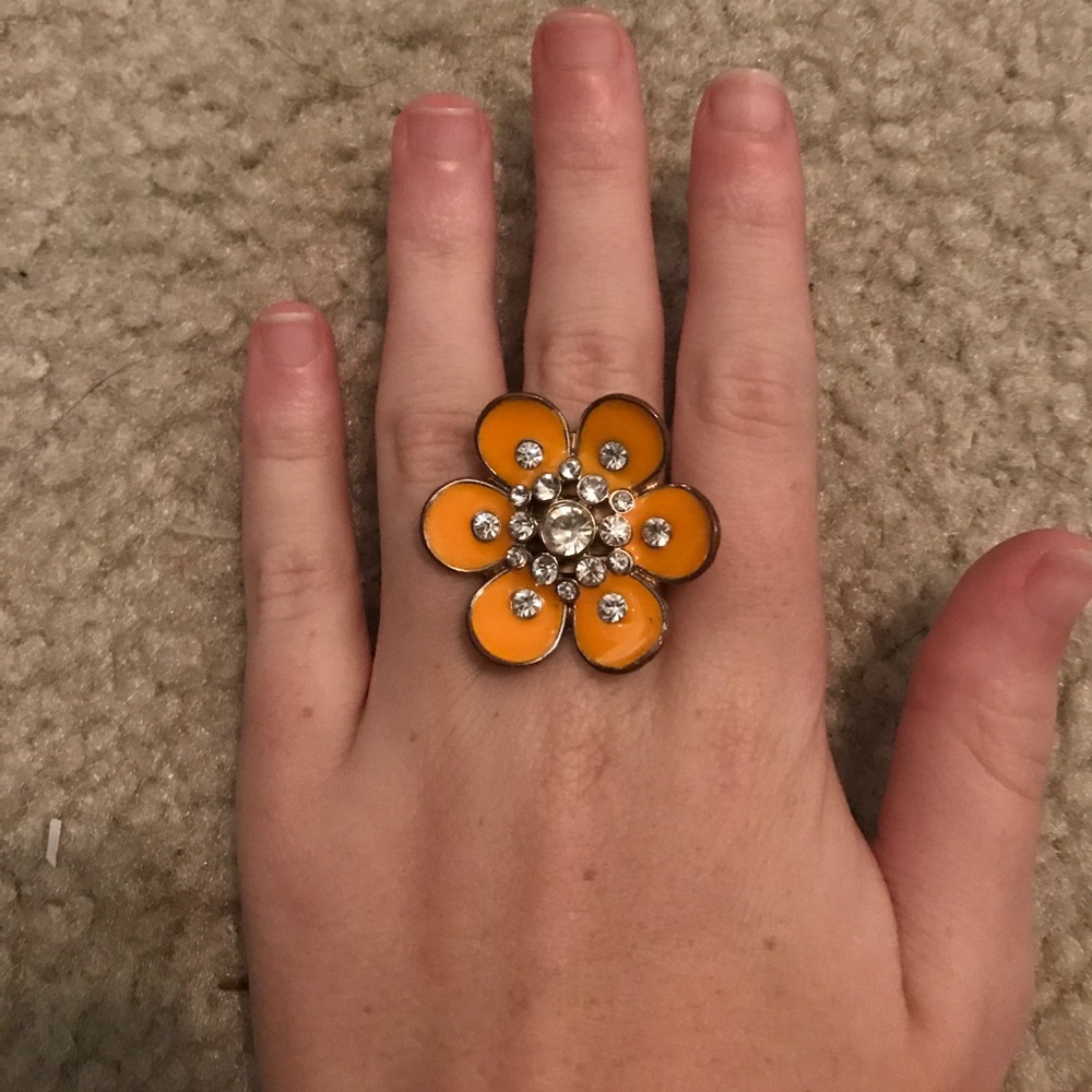Orange statement flower ring