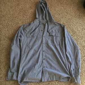 Nike button down gray shirt with hood