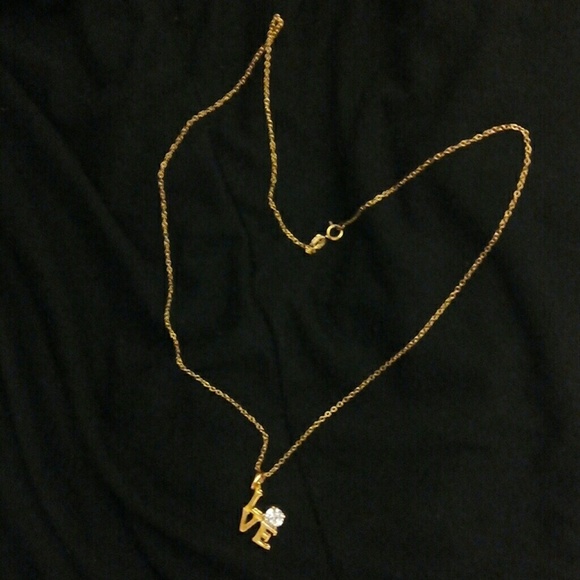 Lovely Gold Sterling Pop Art Love necklace - Picture 2 of 7