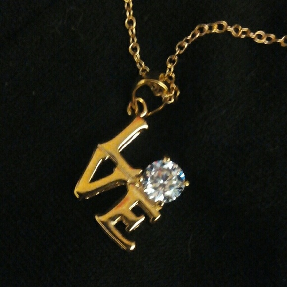 Lovely Gold Sterling Pop Art Love necklace - Picture 3 of 7