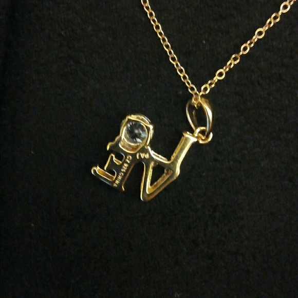 Lovely Gold Sterling Pop Art Love necklace - Picture 7 of 7