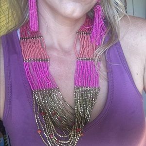 Beautiful beaded necklace and matching earrings