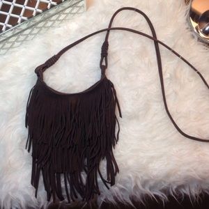 AEO brown fringe crossbody