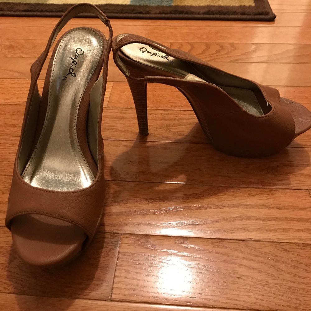 Tan high heels
