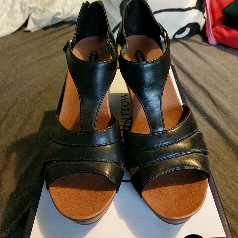Dr Scholls Black Wedges