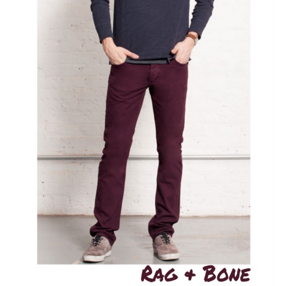 Rag & Bone Purple Burgundy Slim Straight Canvas