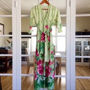 3/4 Sleeve V-neck Floral Maxi Dress