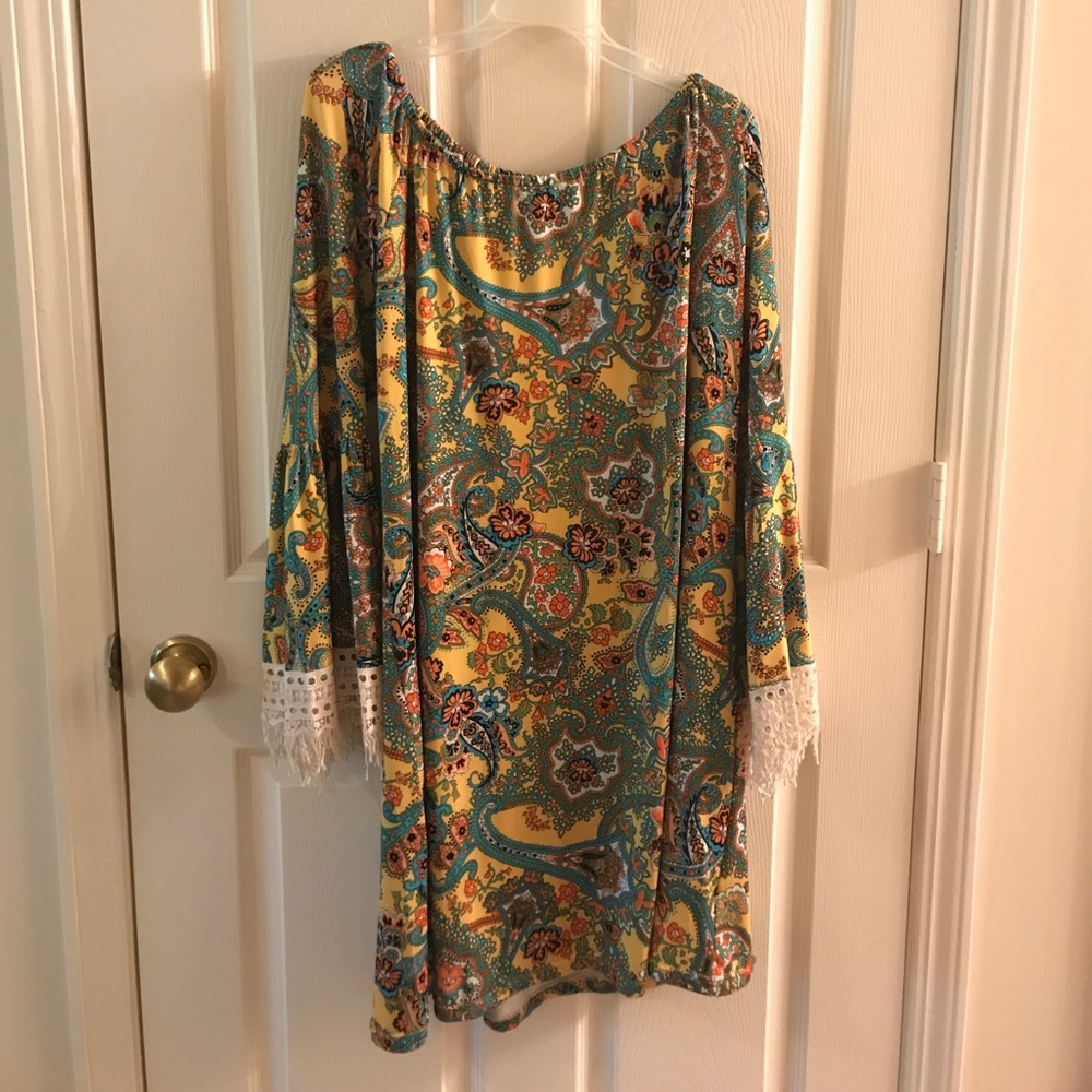 Zulily bell-sleeved paisley dress