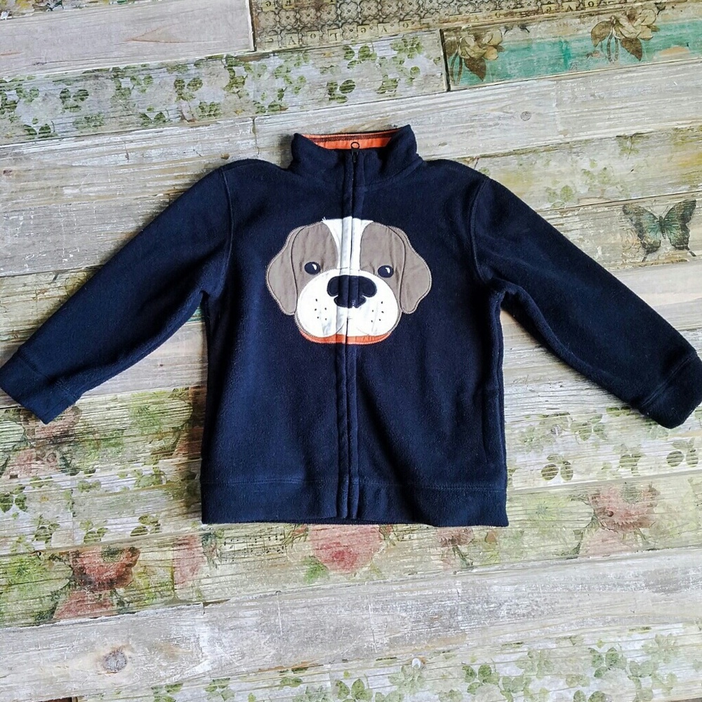 Navy Zip up Puppy Dog Fleece