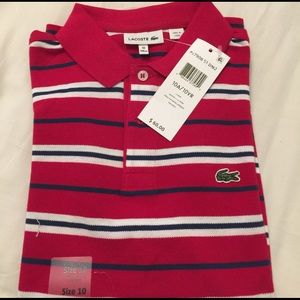 Lacoste Size 10 Red Stripe Polo Shirt