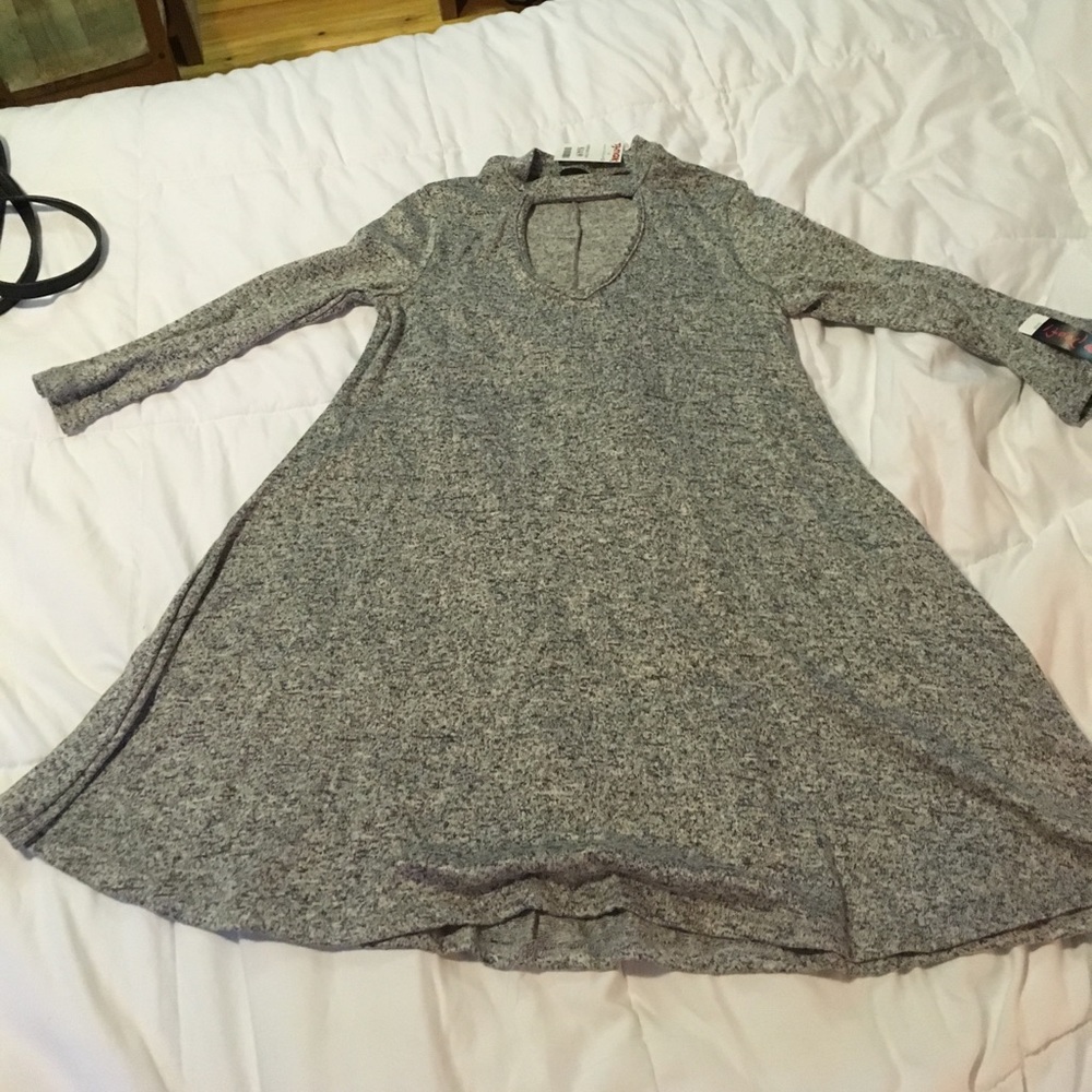 cute long sleeve grey dress