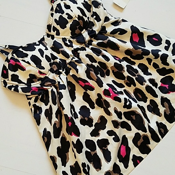 Colorful Babydoll Leopard Animal Print Lisa Frank Top Shirt - Picture 2 of 3