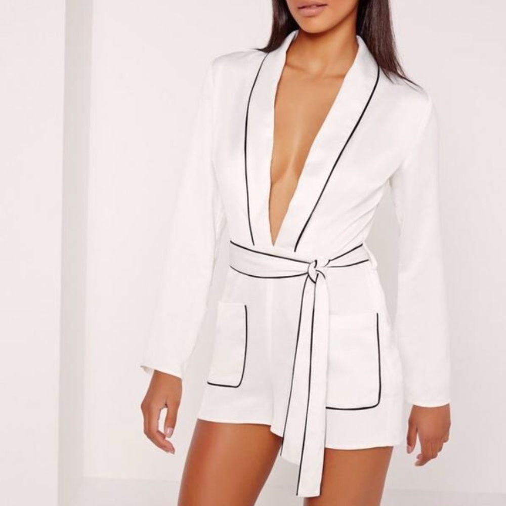 Silky plunge romper
