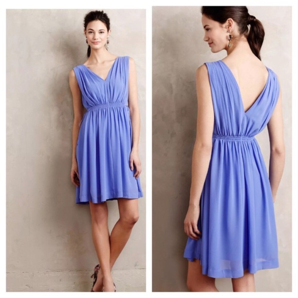 NWT Anthro chiffon double v-neck dress in lilac