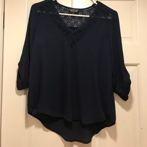 Lace navy blue blouse.