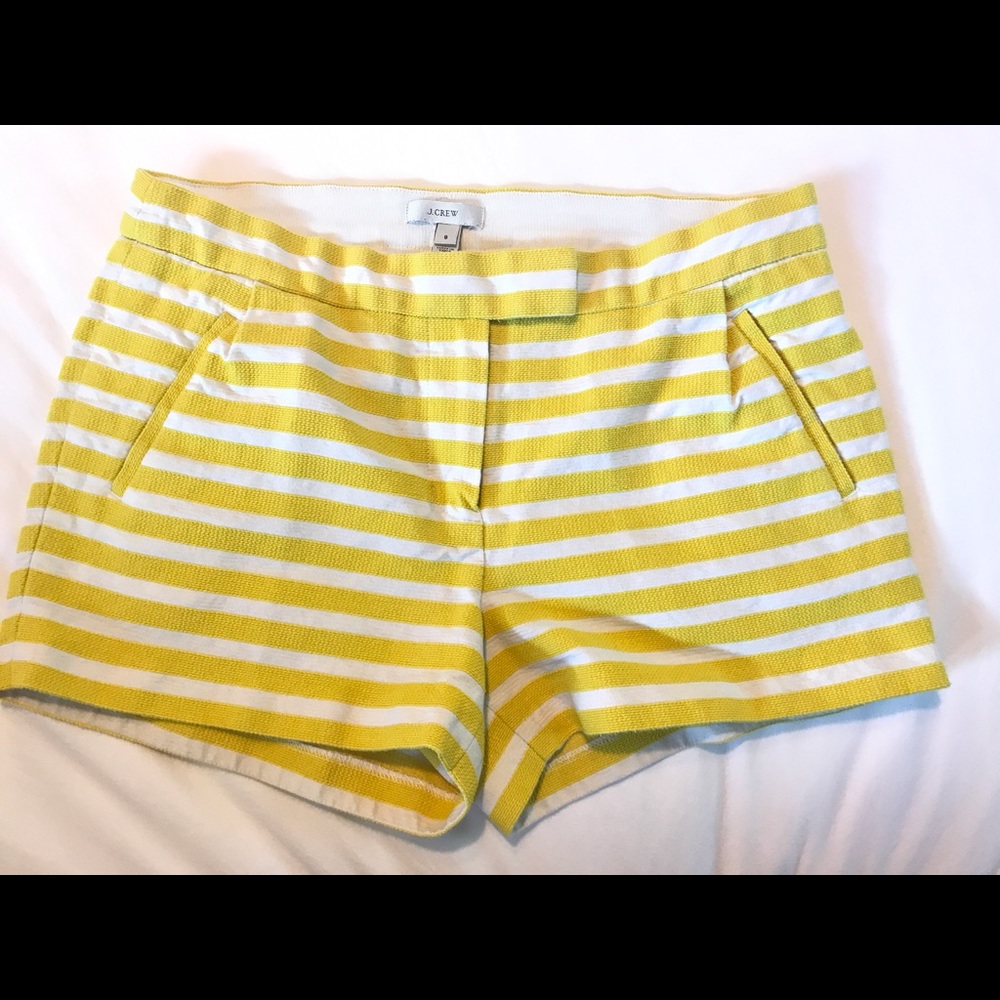 J.Crew yellow and white striped shorts
