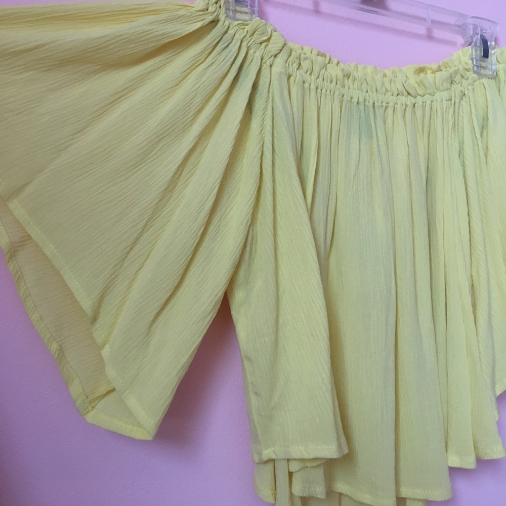 Canary Yellow Ruffle Crop Top - Picture 2 of 3