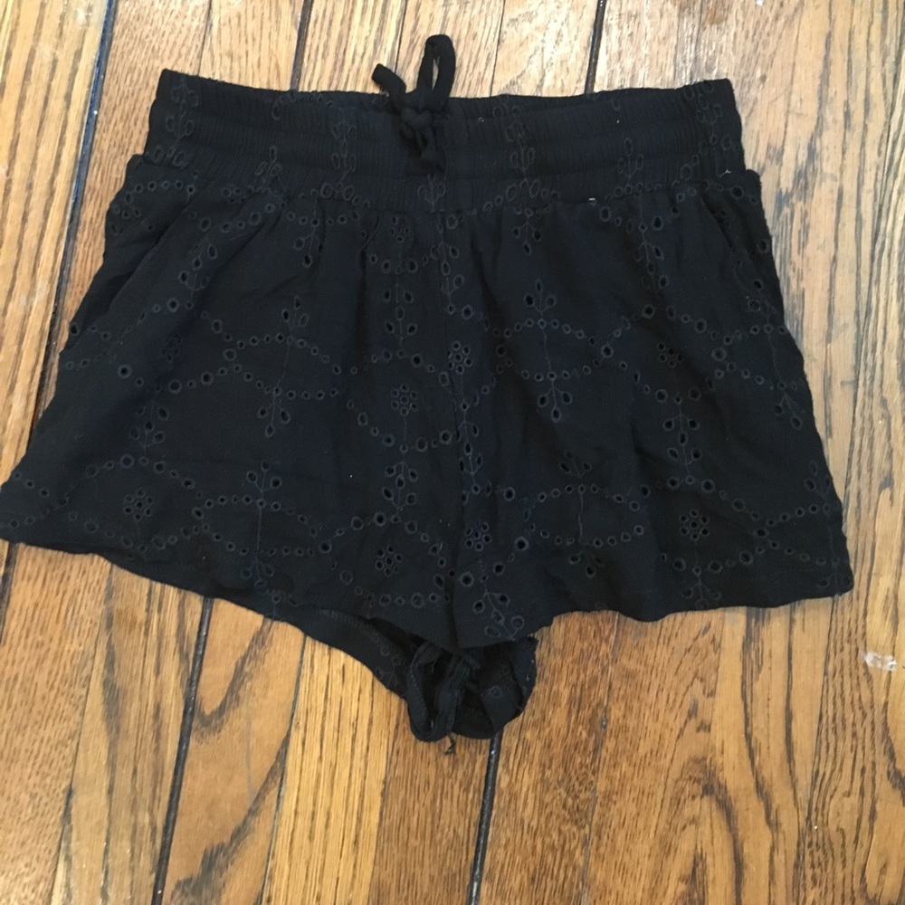 LF black lace shorts