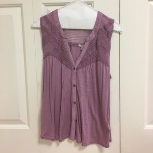 Lavender button-down tank top