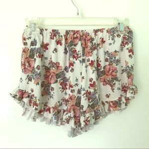Brandy Melville Soft Floral Shorts with Ruffles