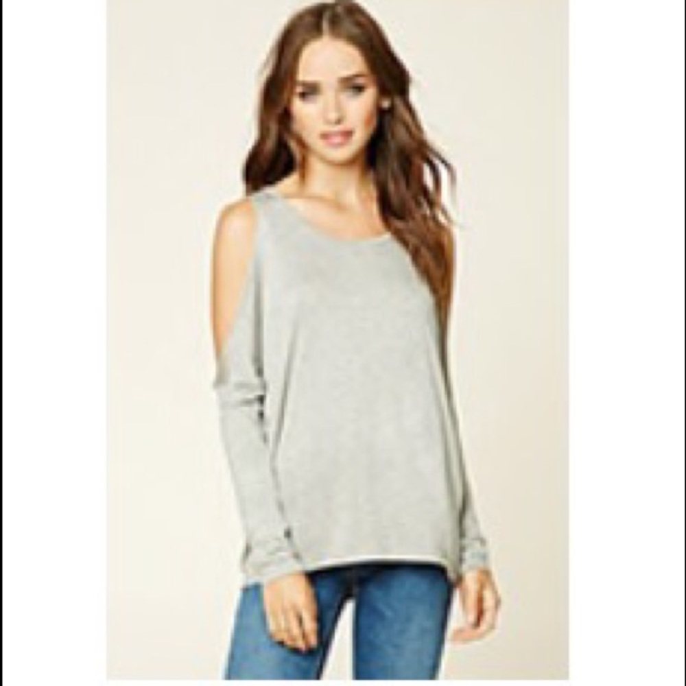 Heathered Open-shoulder Top