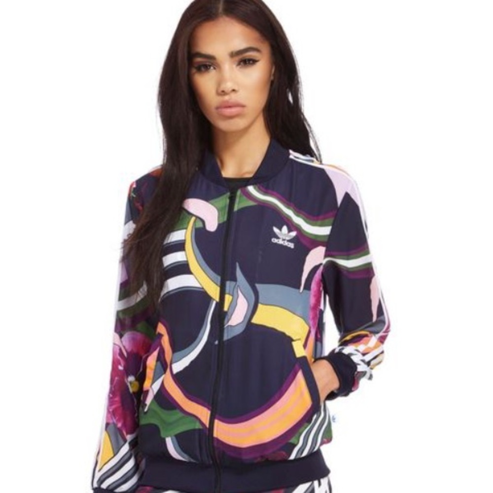 Adidas floral burst superstar track jacket