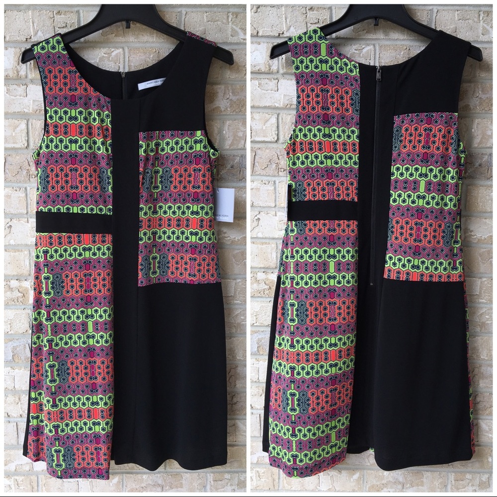 NWT Andrew Marc NY Two Tone Scoop Neck Dress 8