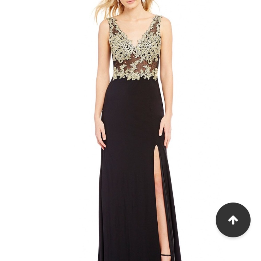 Black and gold prom dress